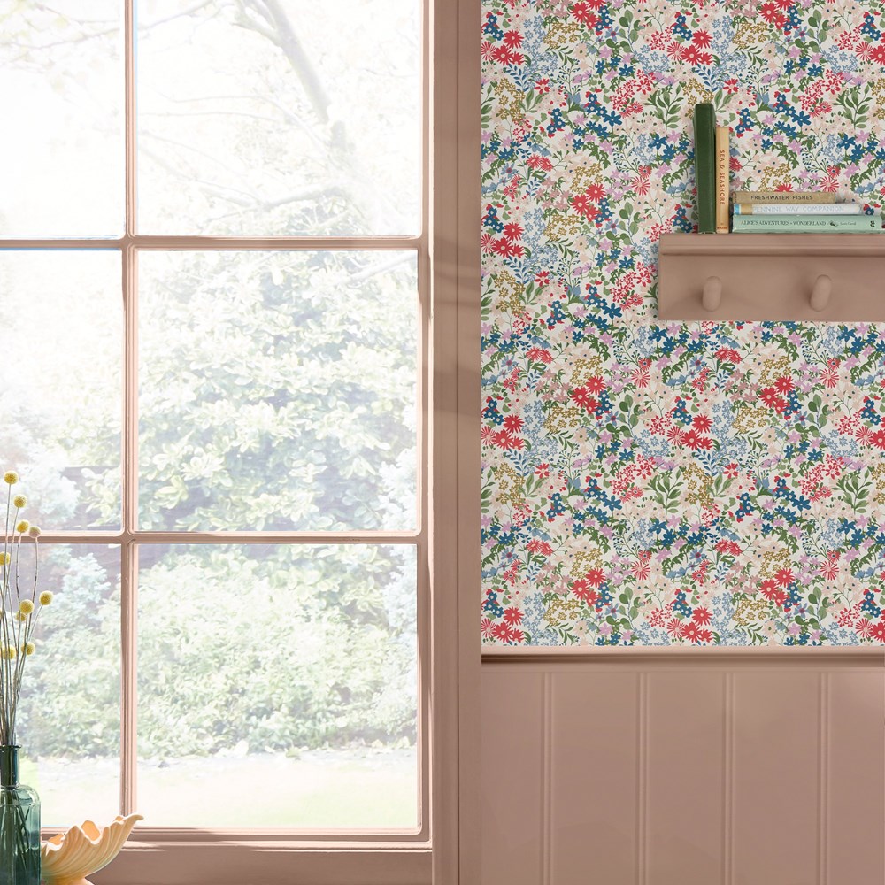 Sanders Ditsy Floral Wallpaper 120878 by Joules in Cream White